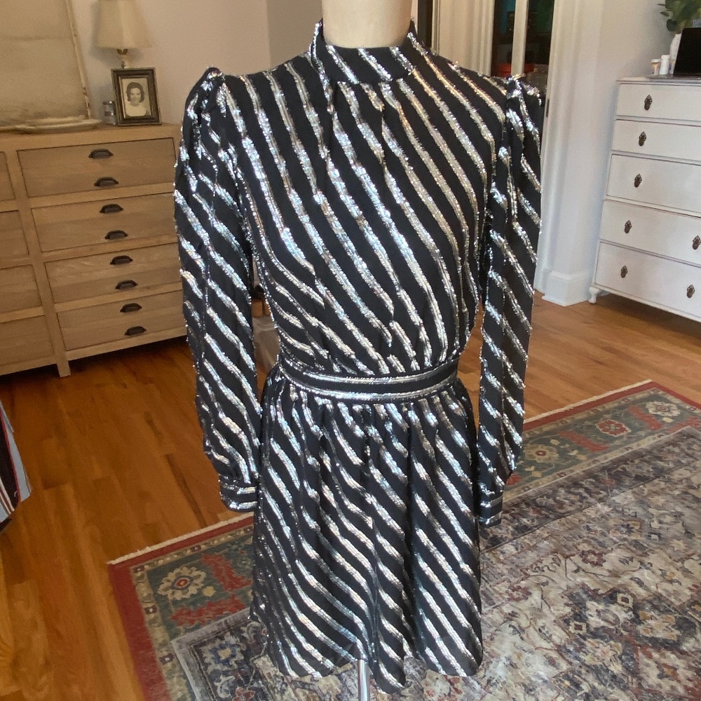 Michael Kors Black and Metallic Mini Dress - Size 0